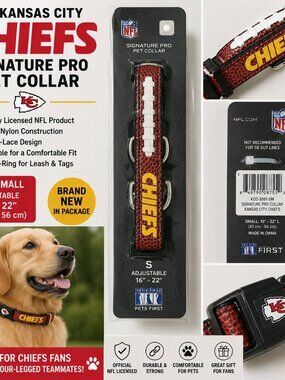 NWT NFL Kansas City Chiefs Pets First Signature Pro Pet Collar Small Adjustable